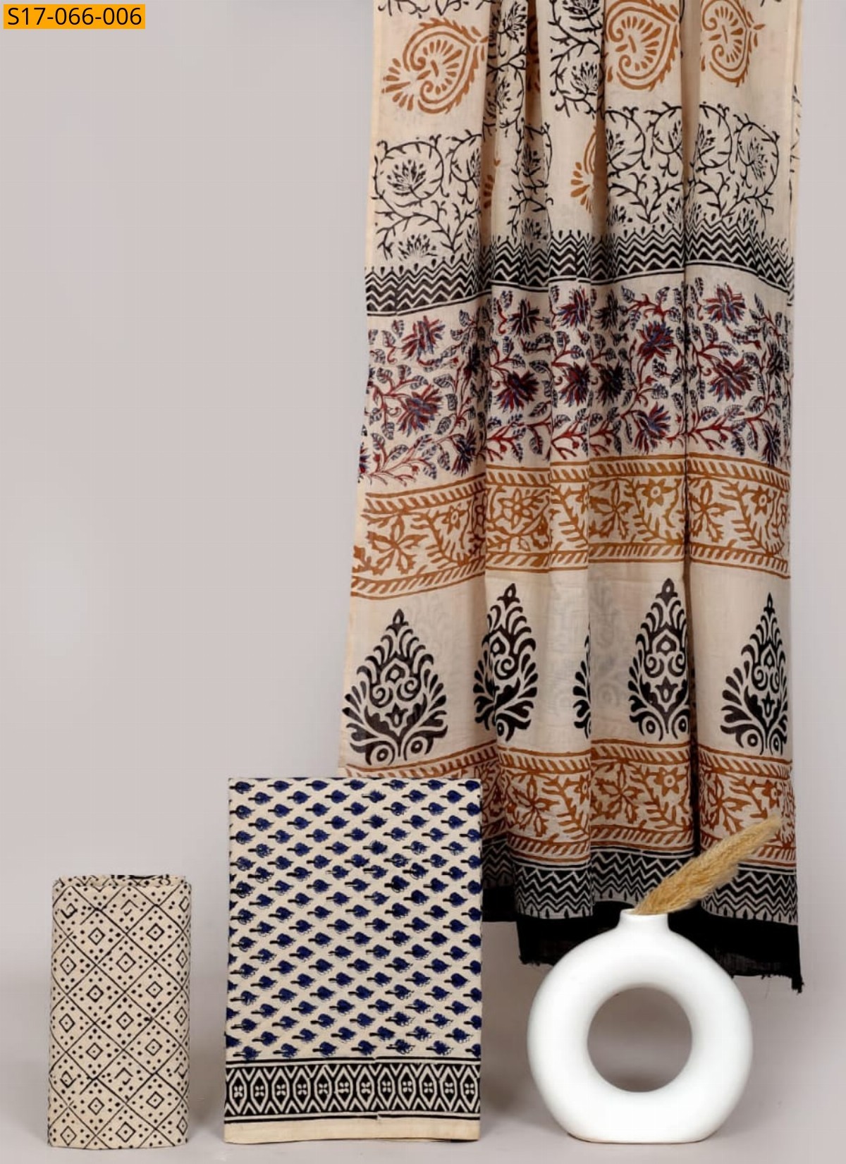 Sandal Cotton mulmul handblock printed set