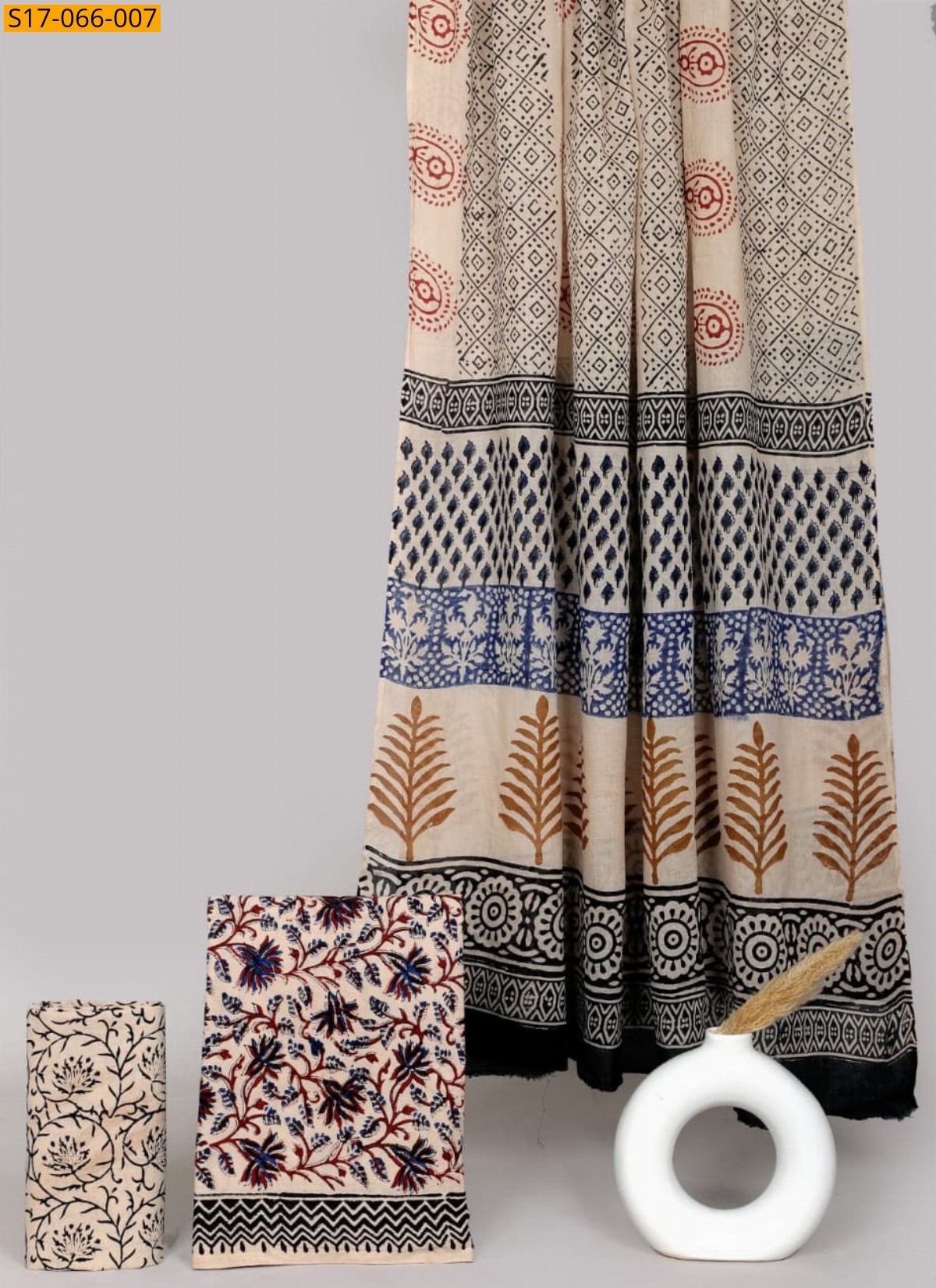 Sandal Cotton mulmul handblock printed set