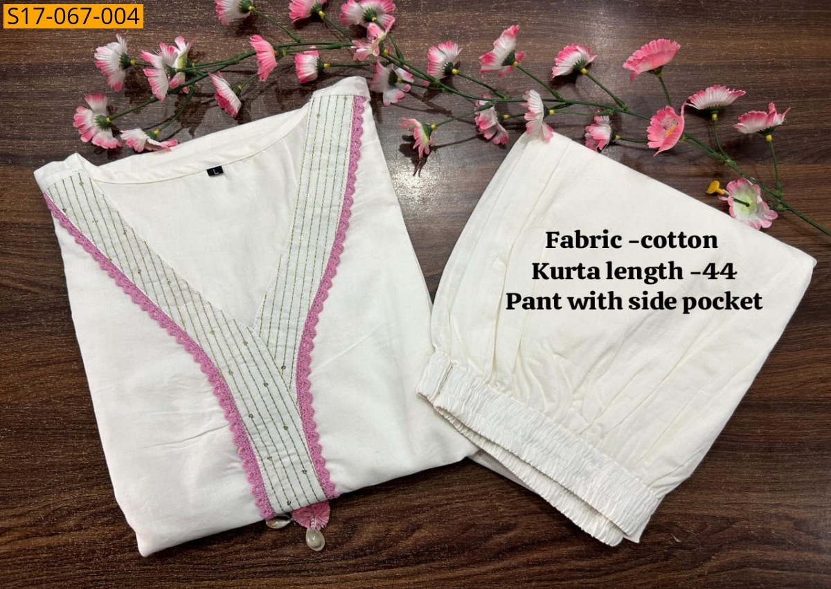 White Cotton handwoven kurti set