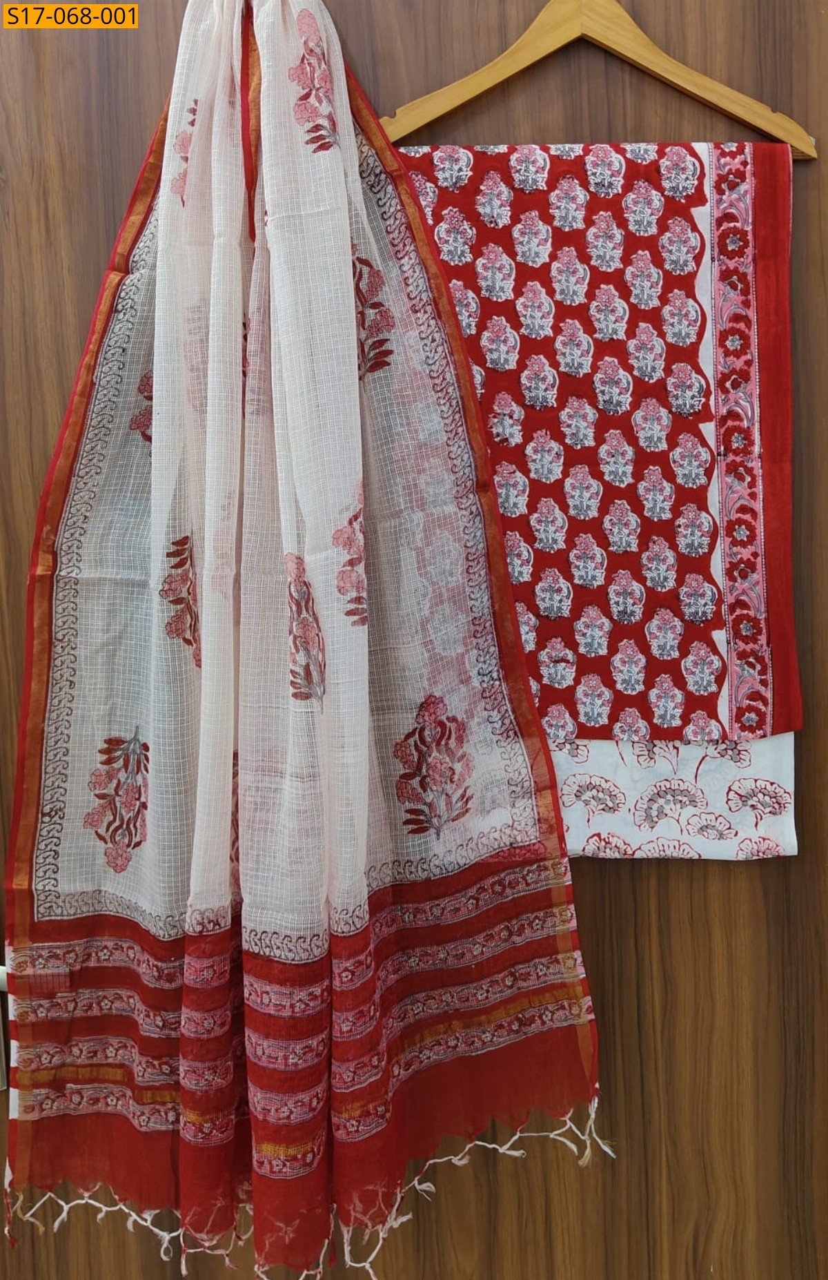 Half White Cotton  handblock printed set