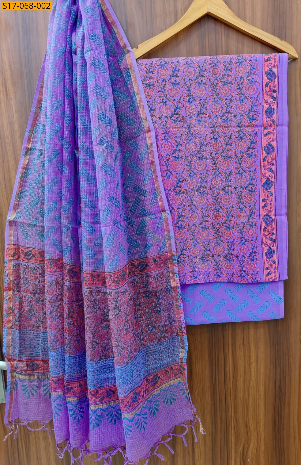 Violet Cotton  handblock printed set