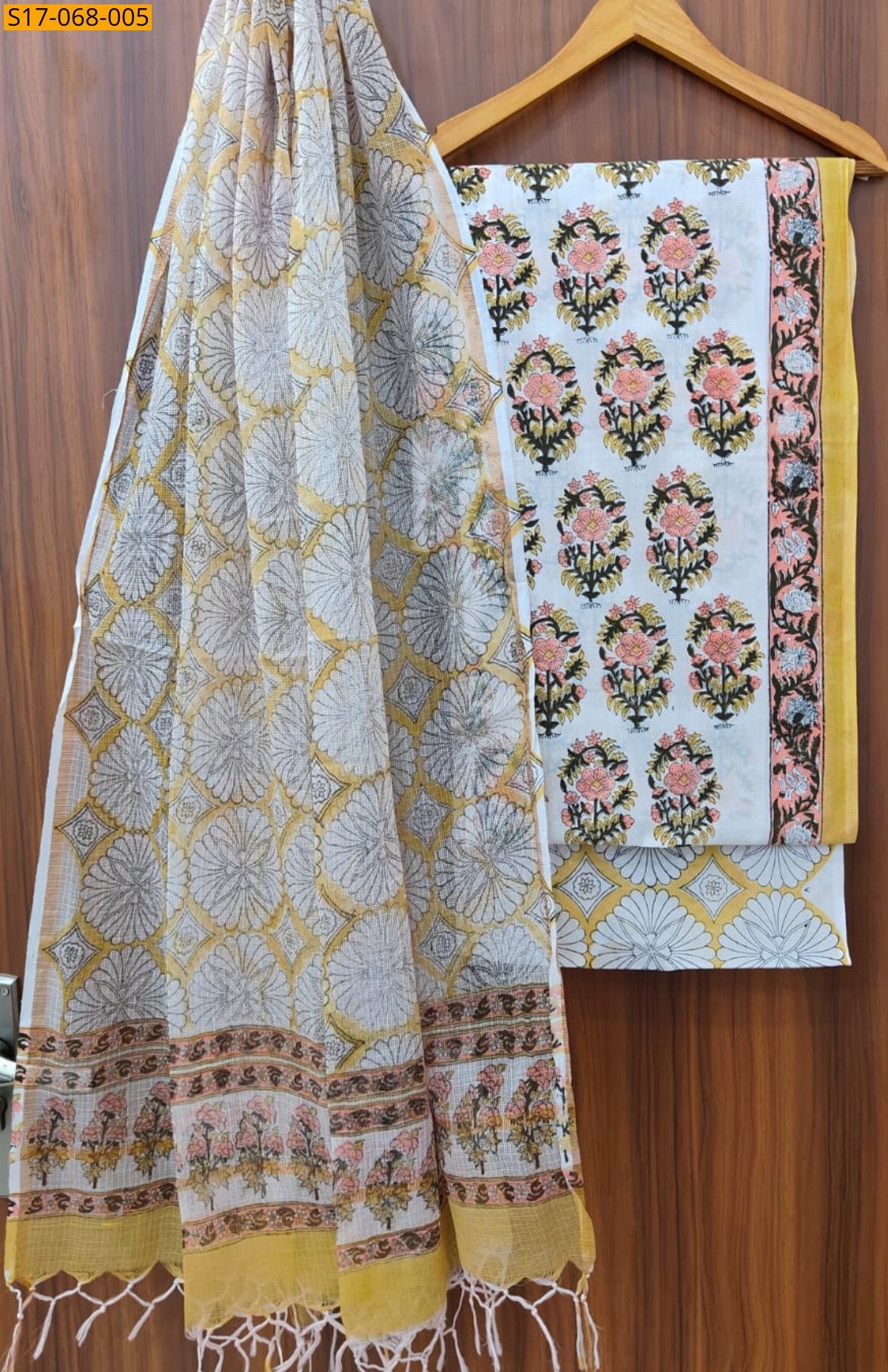 White Cotton  handblock printed set