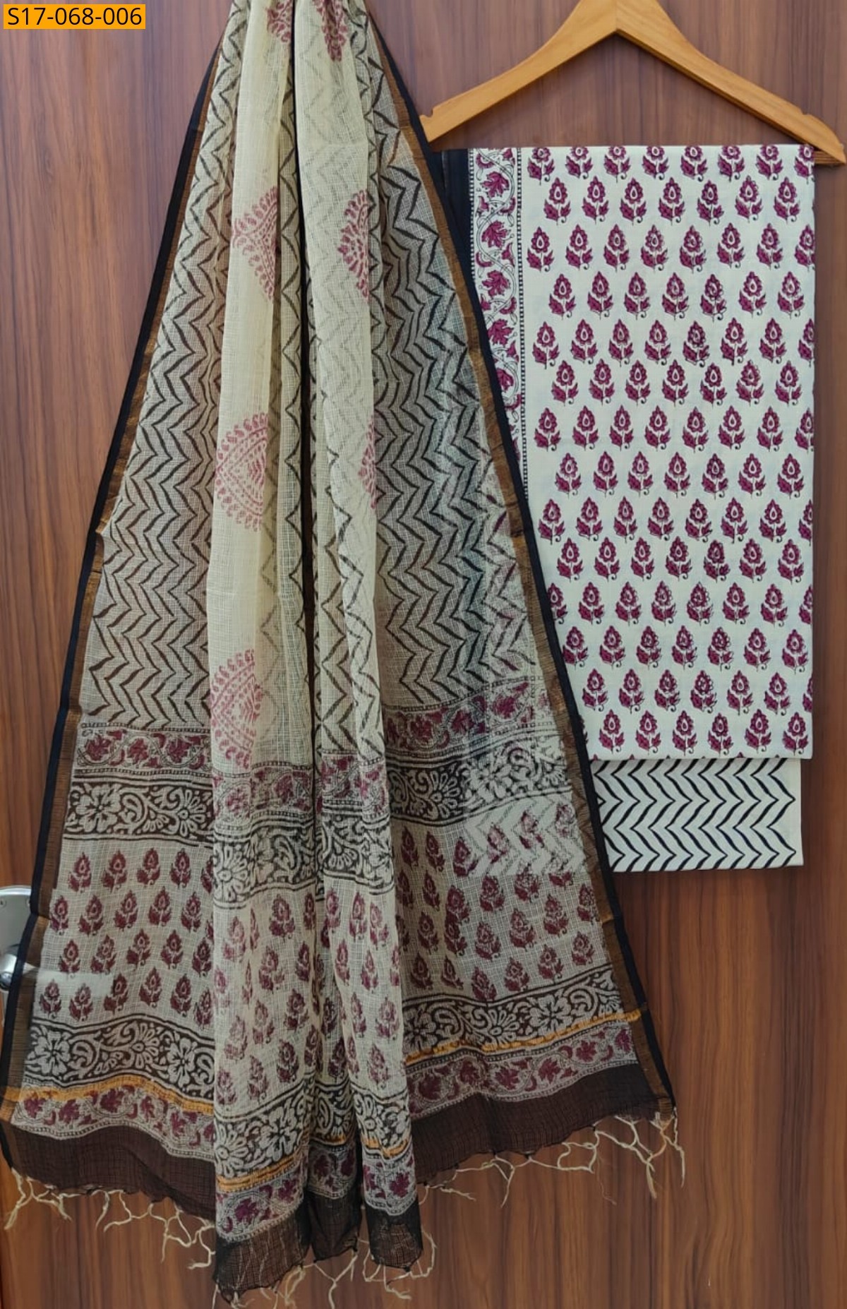 Half white Cotton  handblock printed set