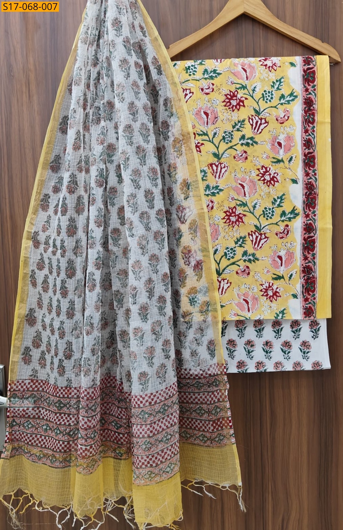 Yellow Cotton  handblock printed set