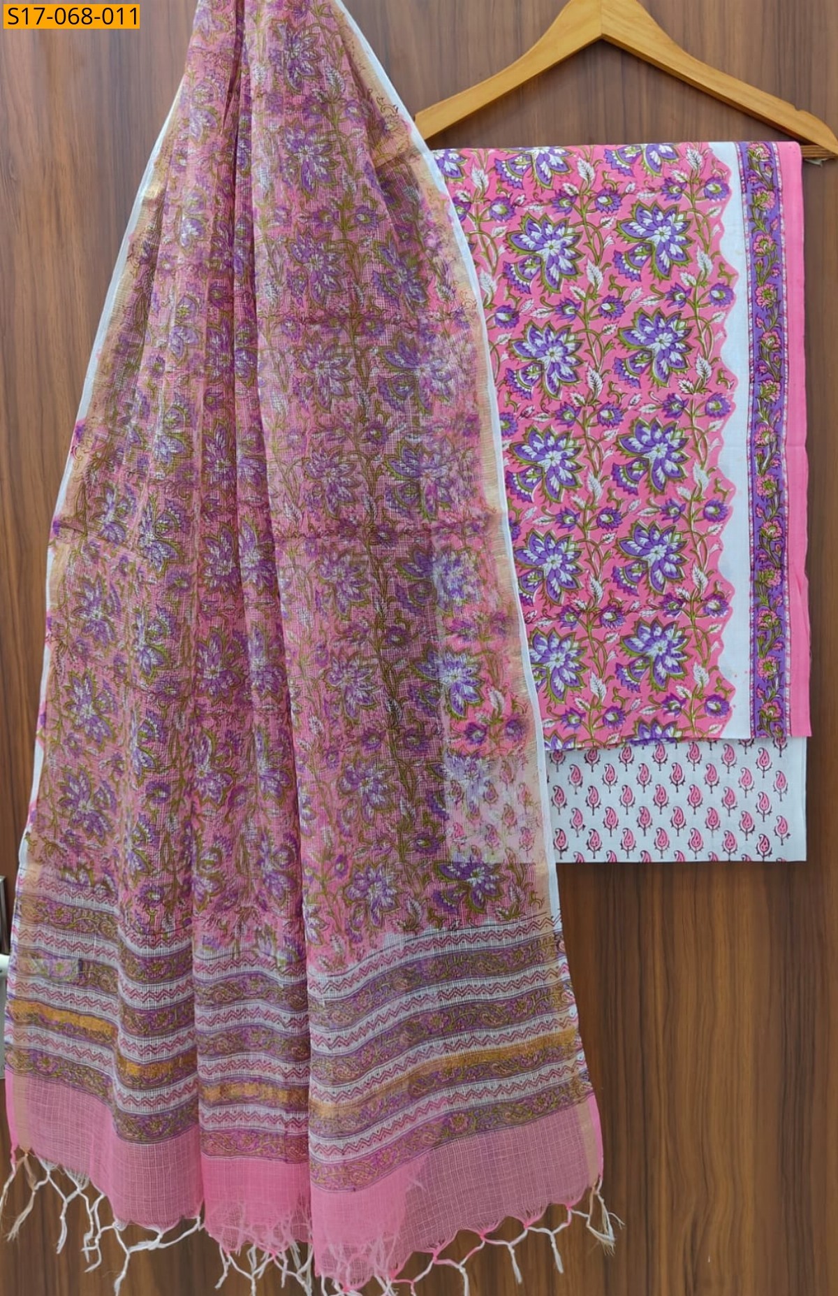 Pink Cotton  handblock printed set