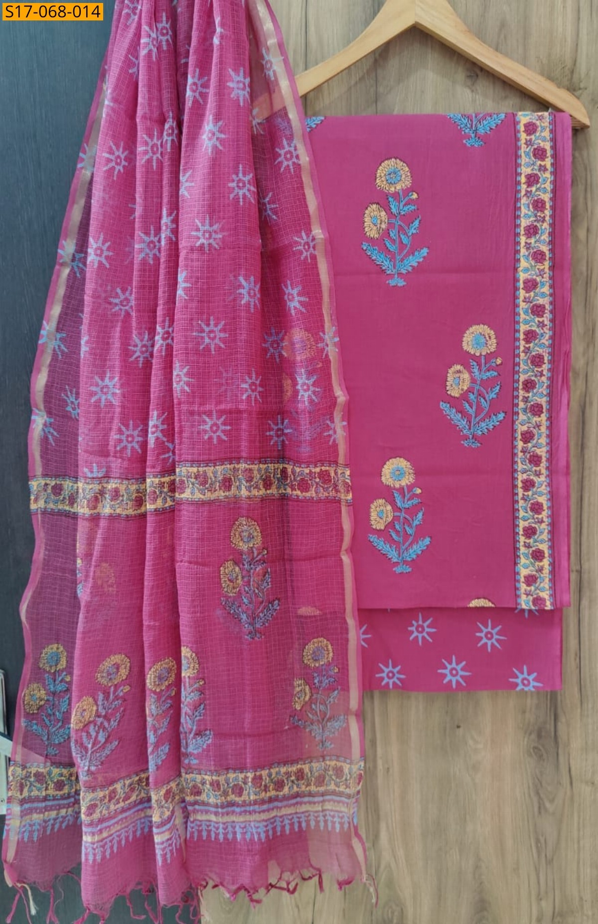 Pink Cotton  handblock printed set