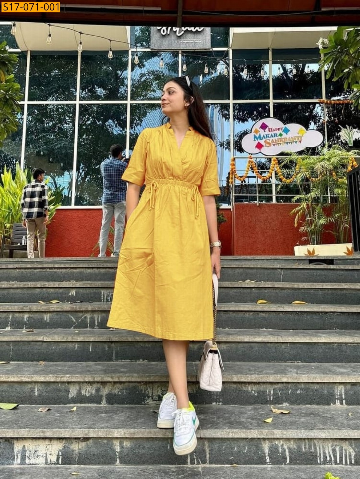 Yellow Cotton handwoven dress