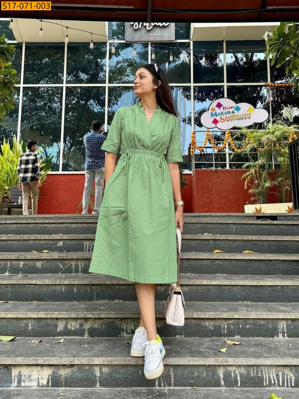 Green Cotton handwoven dress