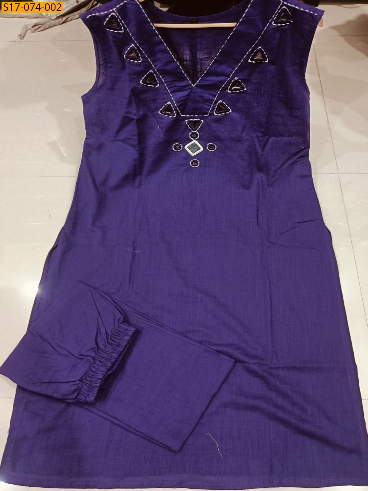 Violet Cotton slub kurta plazo set