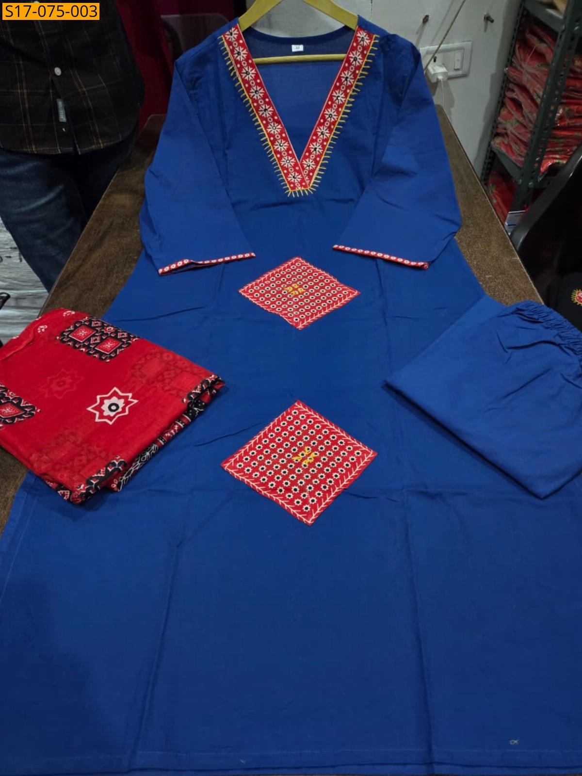 Blue Kurti pant dupatta set