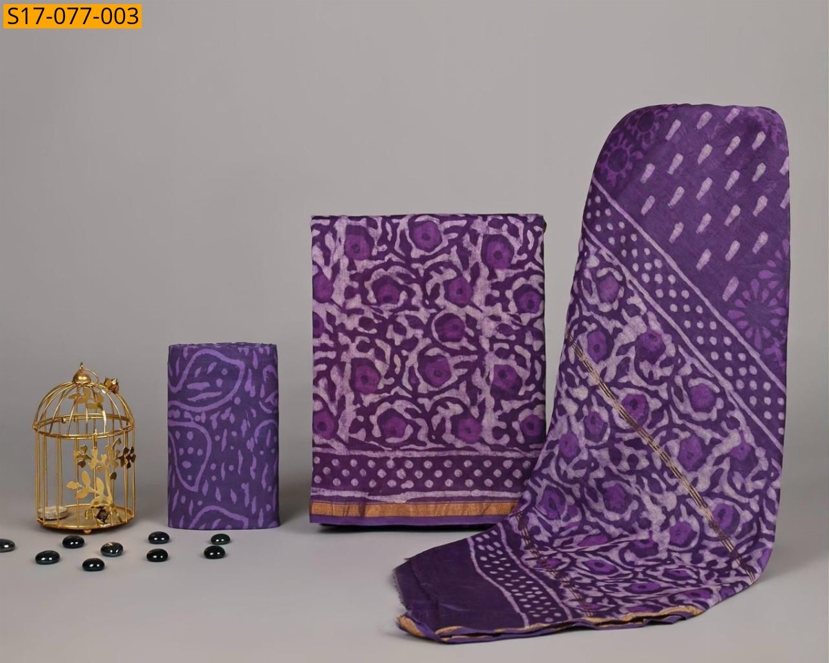 Purple Chanderi silk suit set(Unstiched)