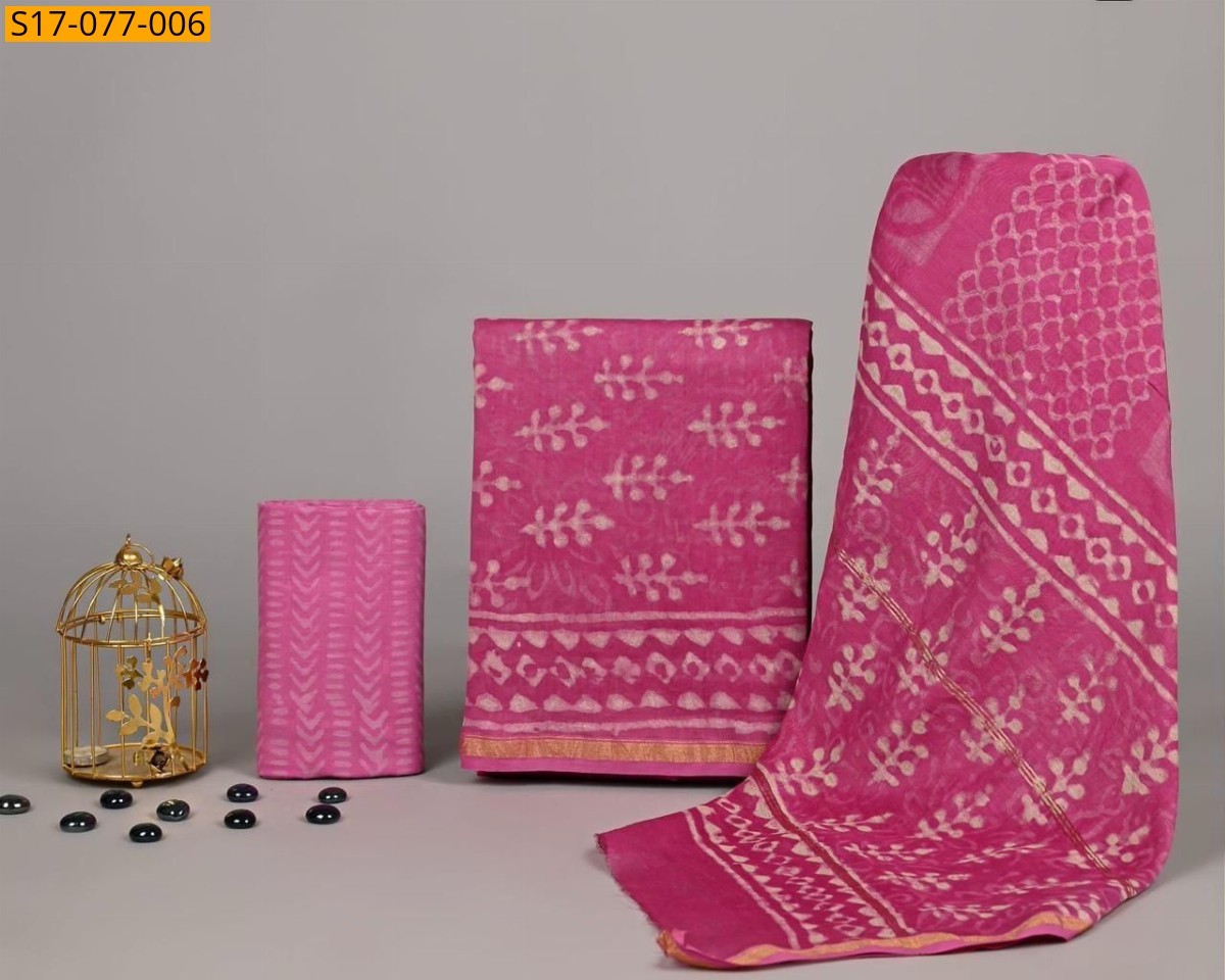 Baby pink Chanderi silk suit set(Unstiched)