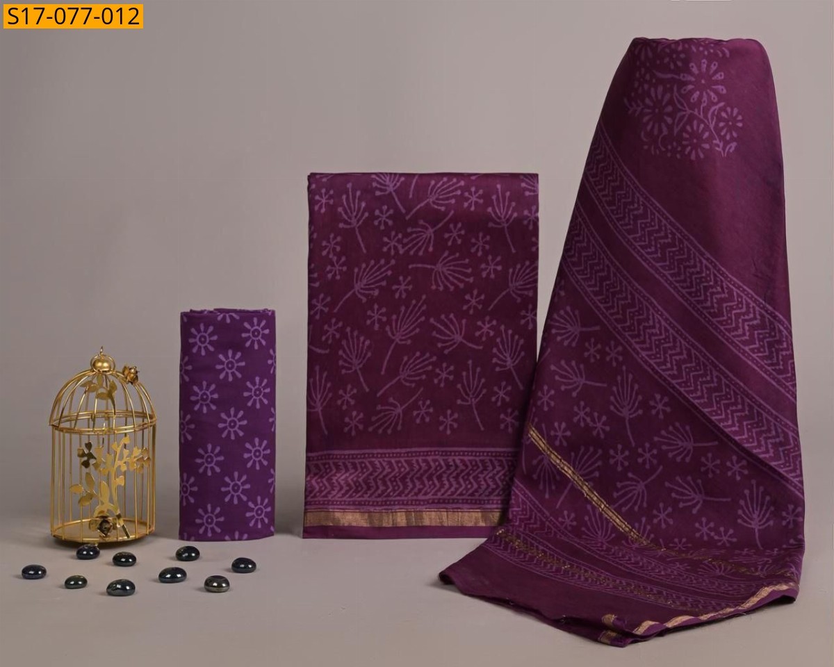 Purple Chanderi silk suit set(Unstiched)
