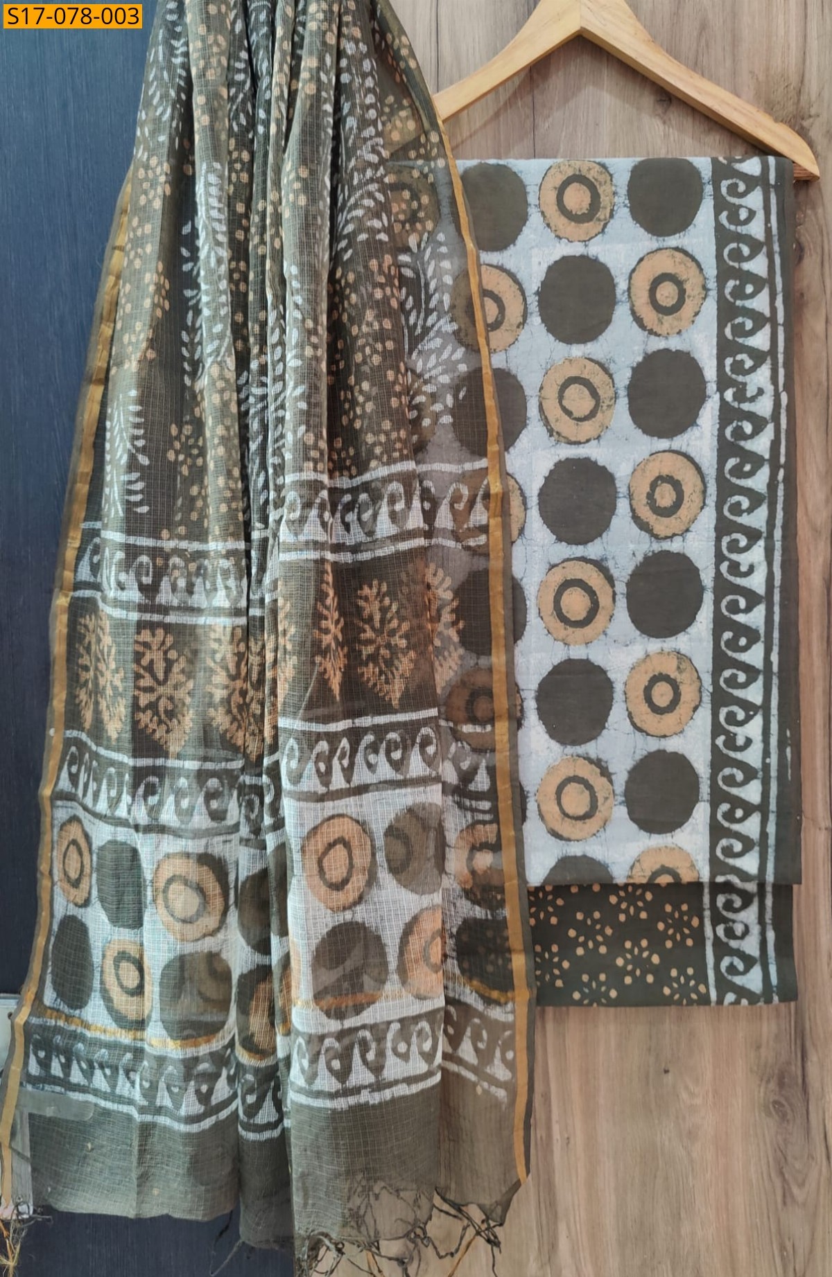Half white Cotton Suits with Kota Doriya Dupatta(Unstiched)