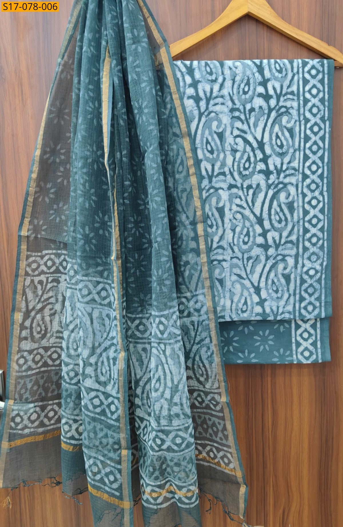 White Cotton Suits with Kota Doriya Dupatta(Unstiched)