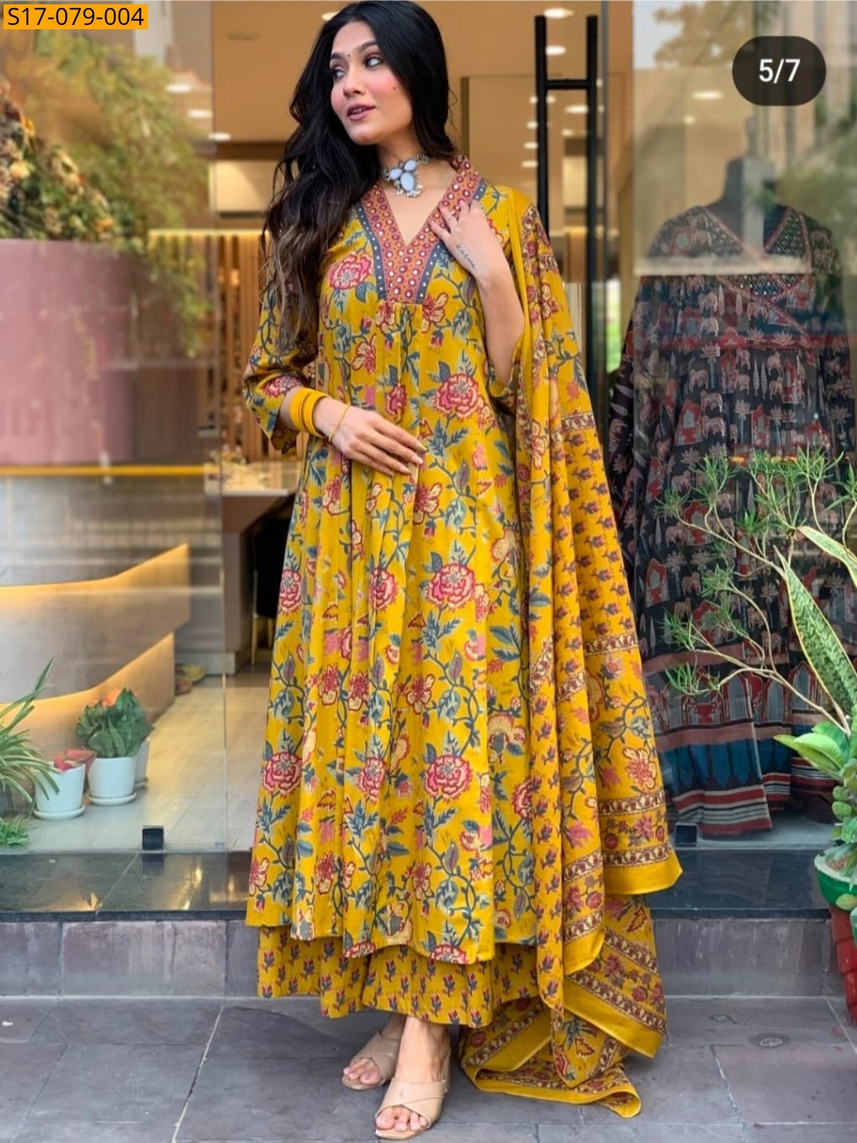 Mustard Fancy Cotton printed  3 Pcs set