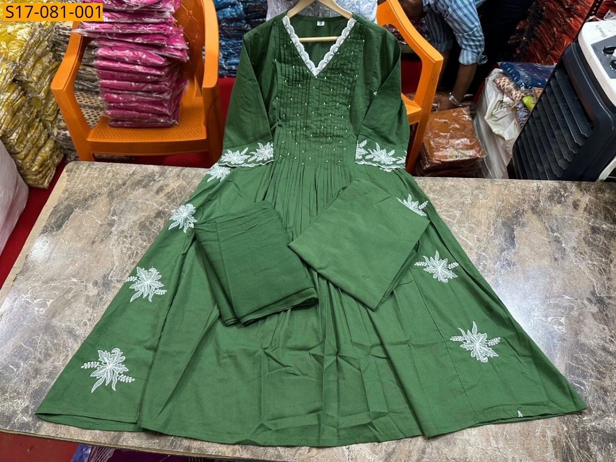 Green Fancy Cotton Kurti  