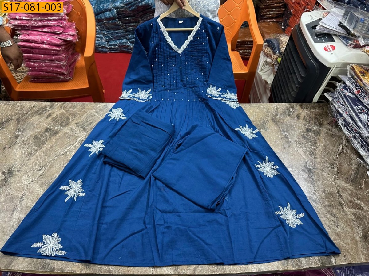 Blue Fancy Cotton Kurti  