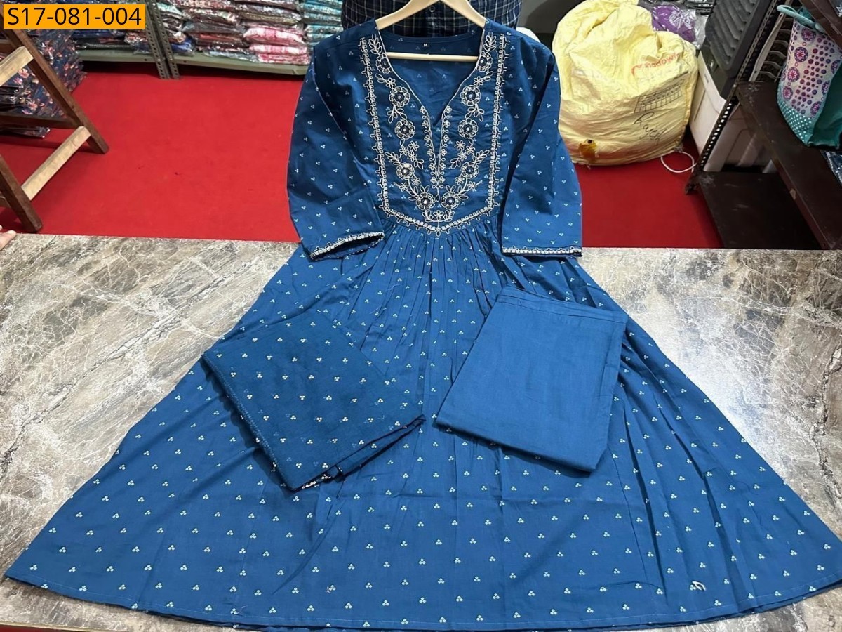 Blue Fancy Cotton Kurti  