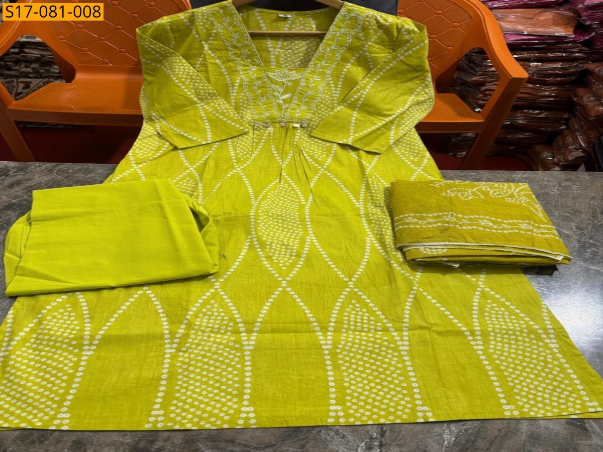 Green Fancy Cotton Kurti  