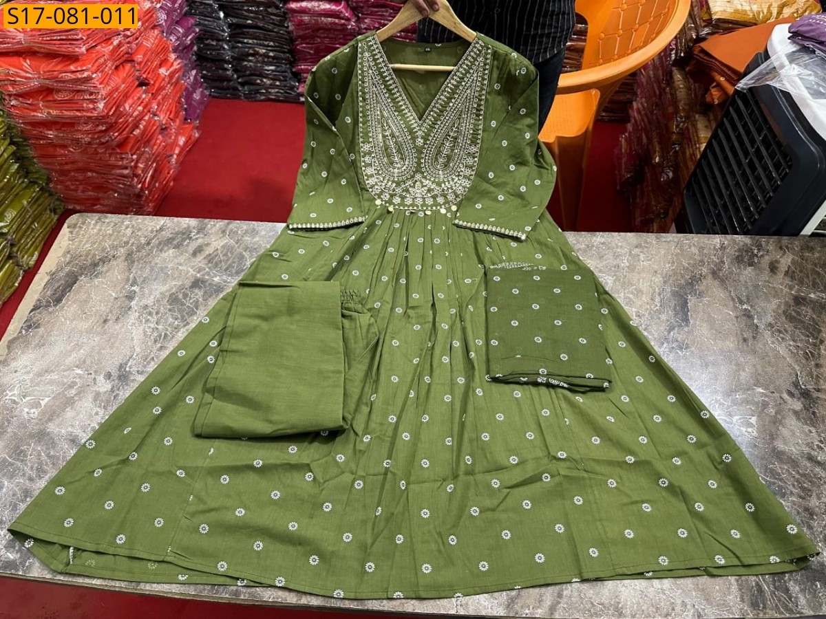 Green Fancy Cotton Kurti  