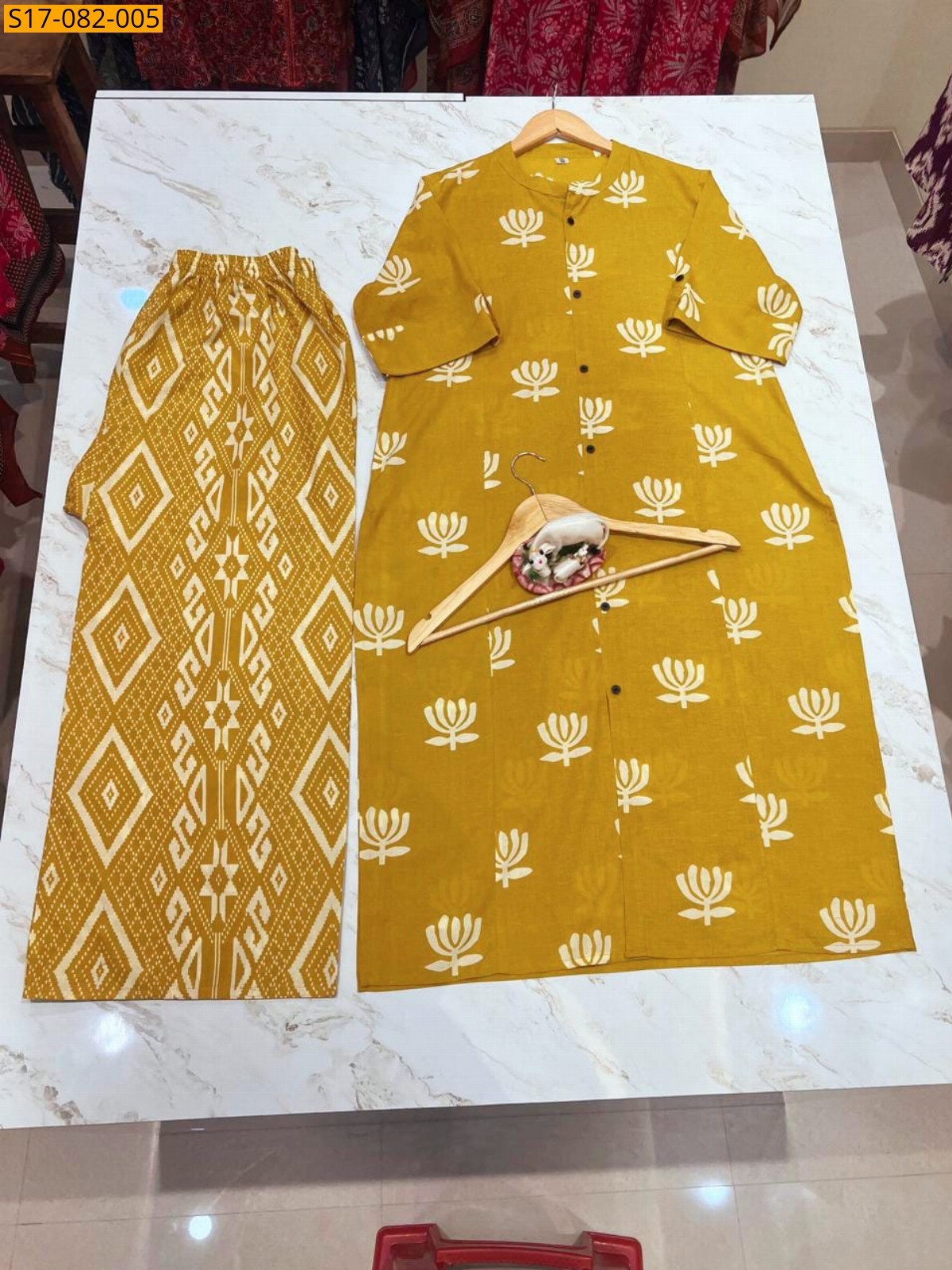 Yellow Fancy  cotton kurti Palazza set