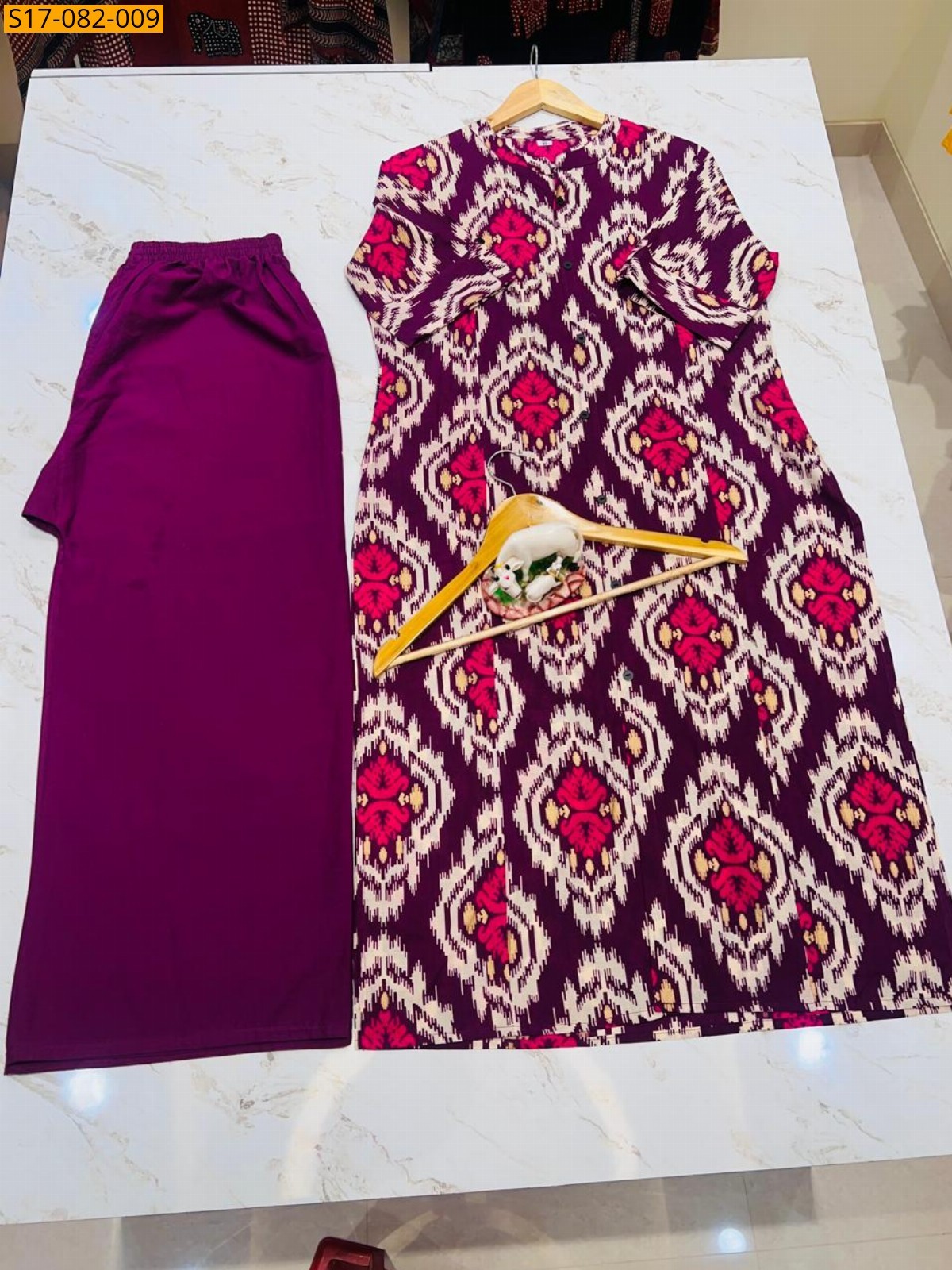 Wine Fancy  cotton kurti Palazza set