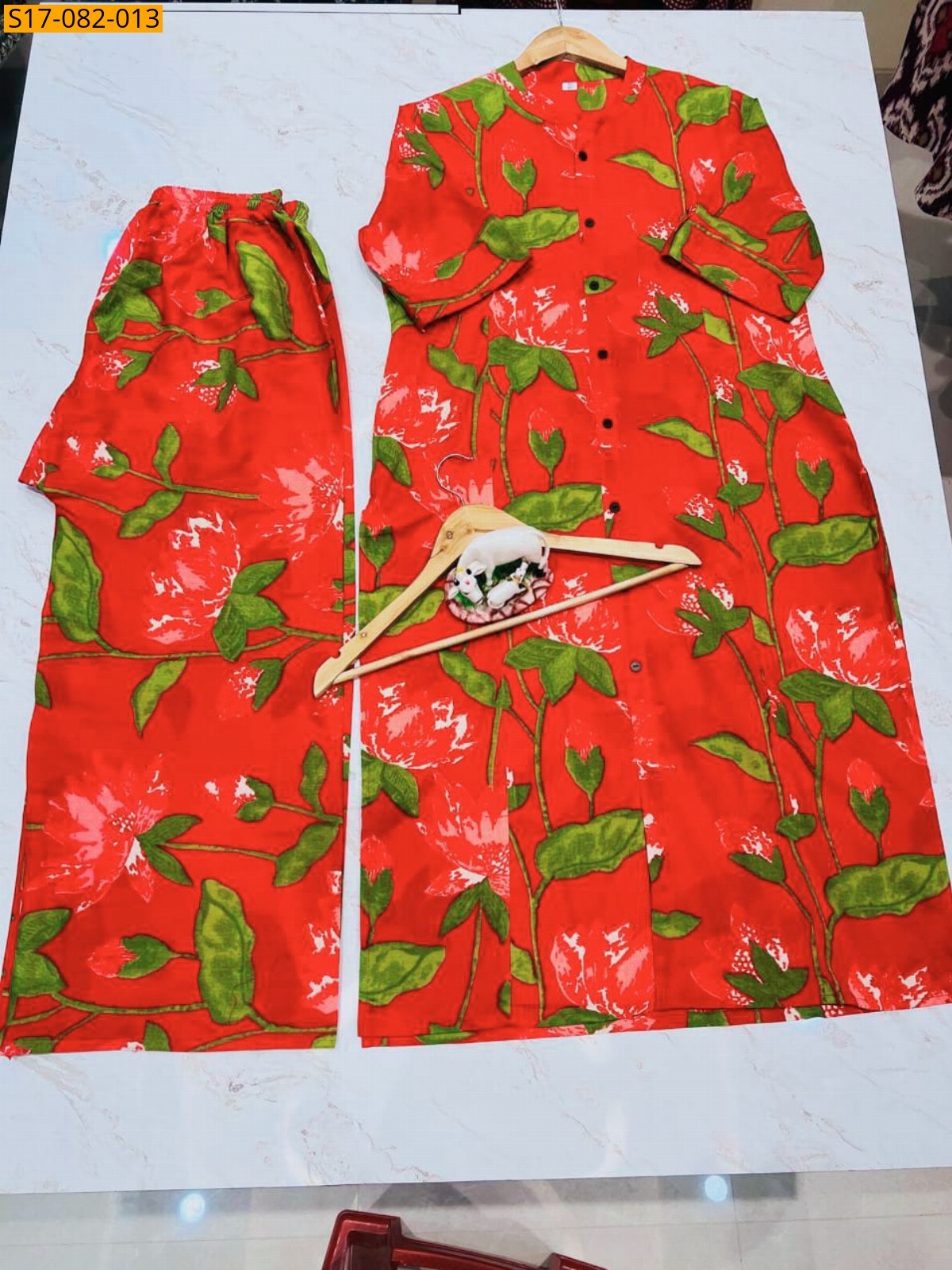 Orange Fancy  cotton kurti Palazza set