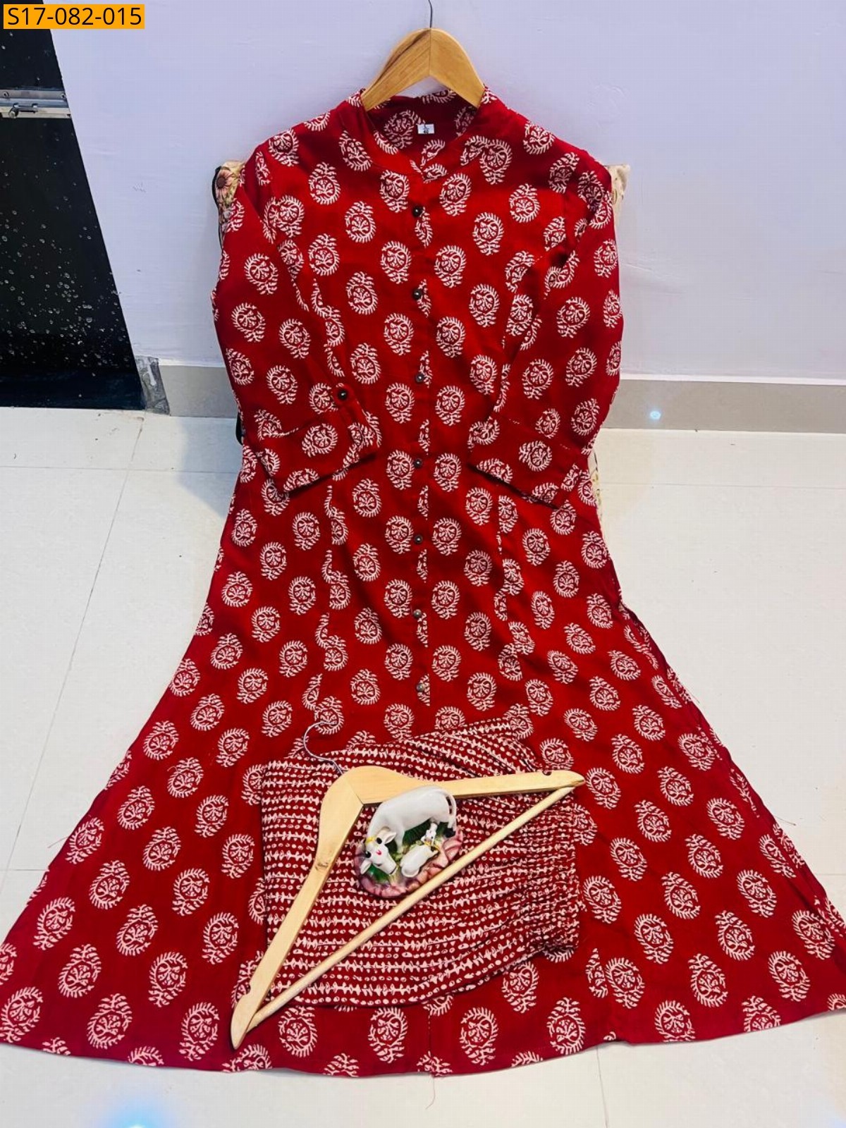 Red Fancy  cotton kurti Palazza set