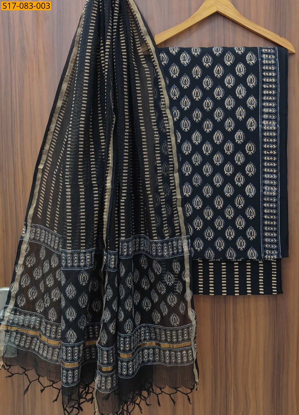 Black Fancy printed pure cotton suits set