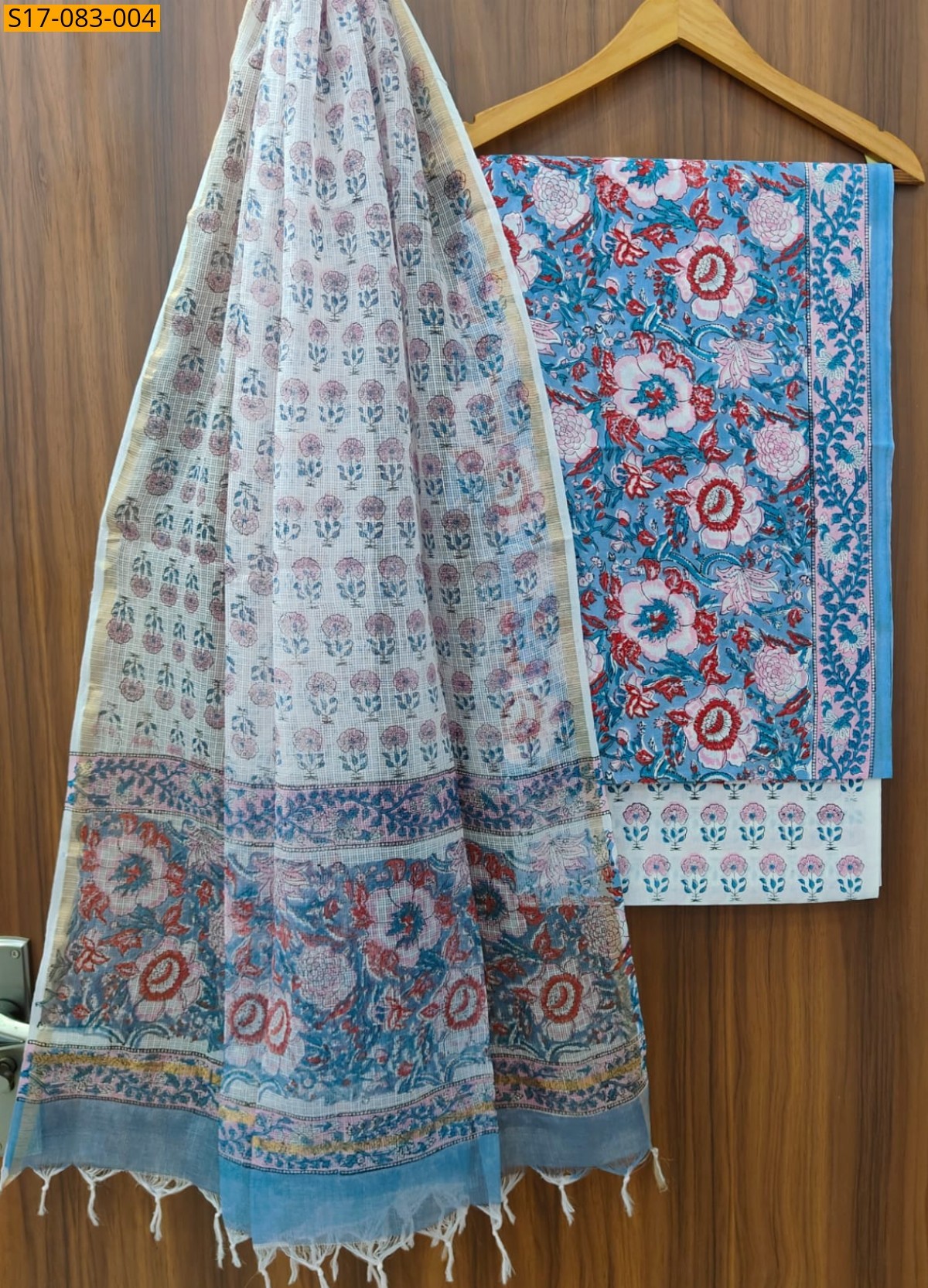 Blue Fancy printed pure cotton suits set