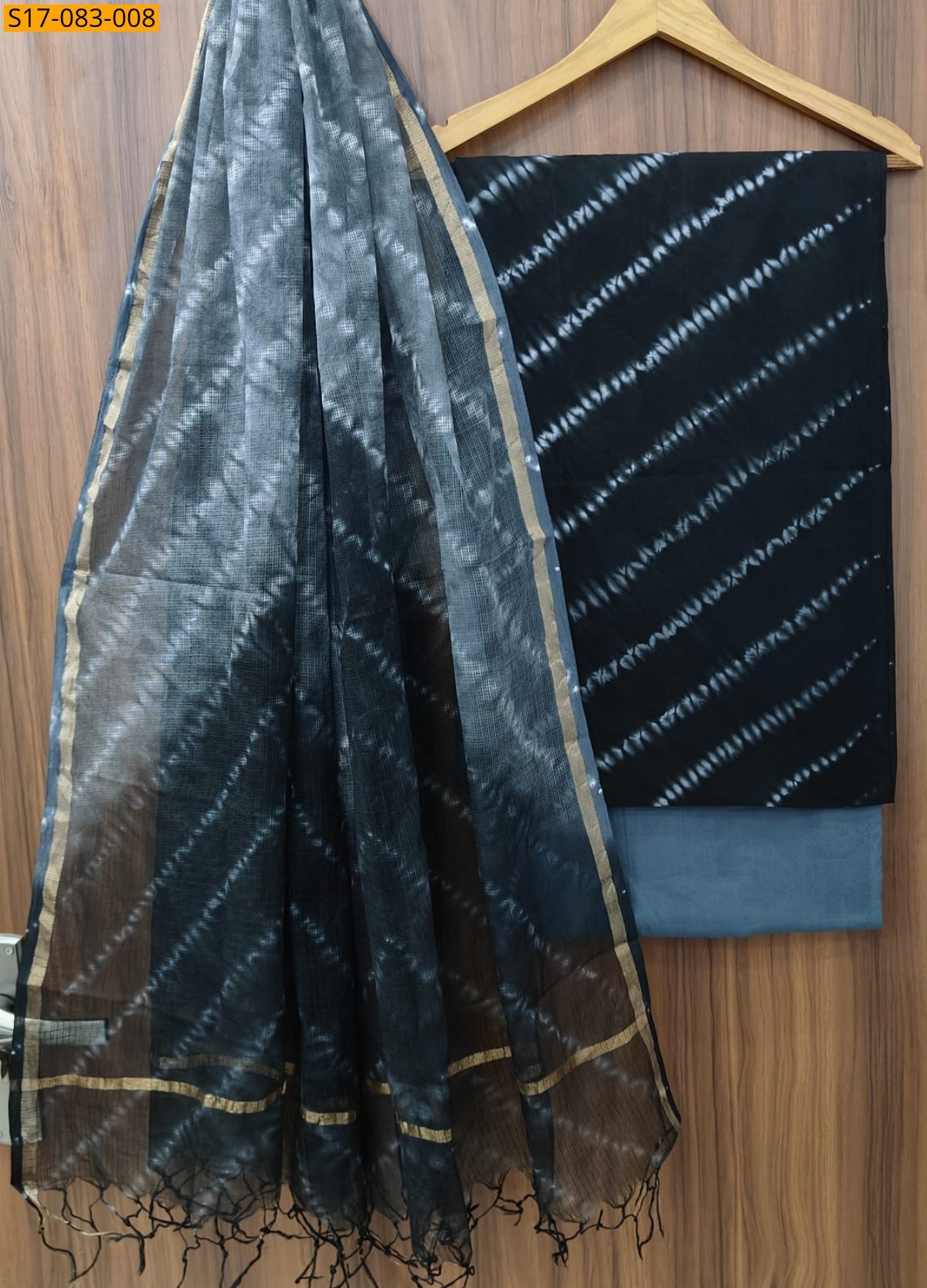 Black Fancy printed pure cotton suits set