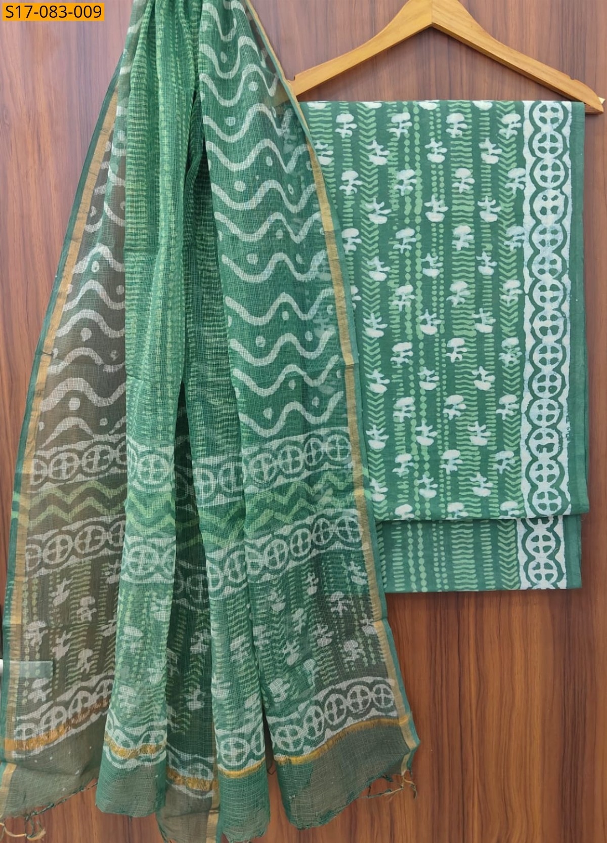 Green Fancy printed pure cotton suits set
