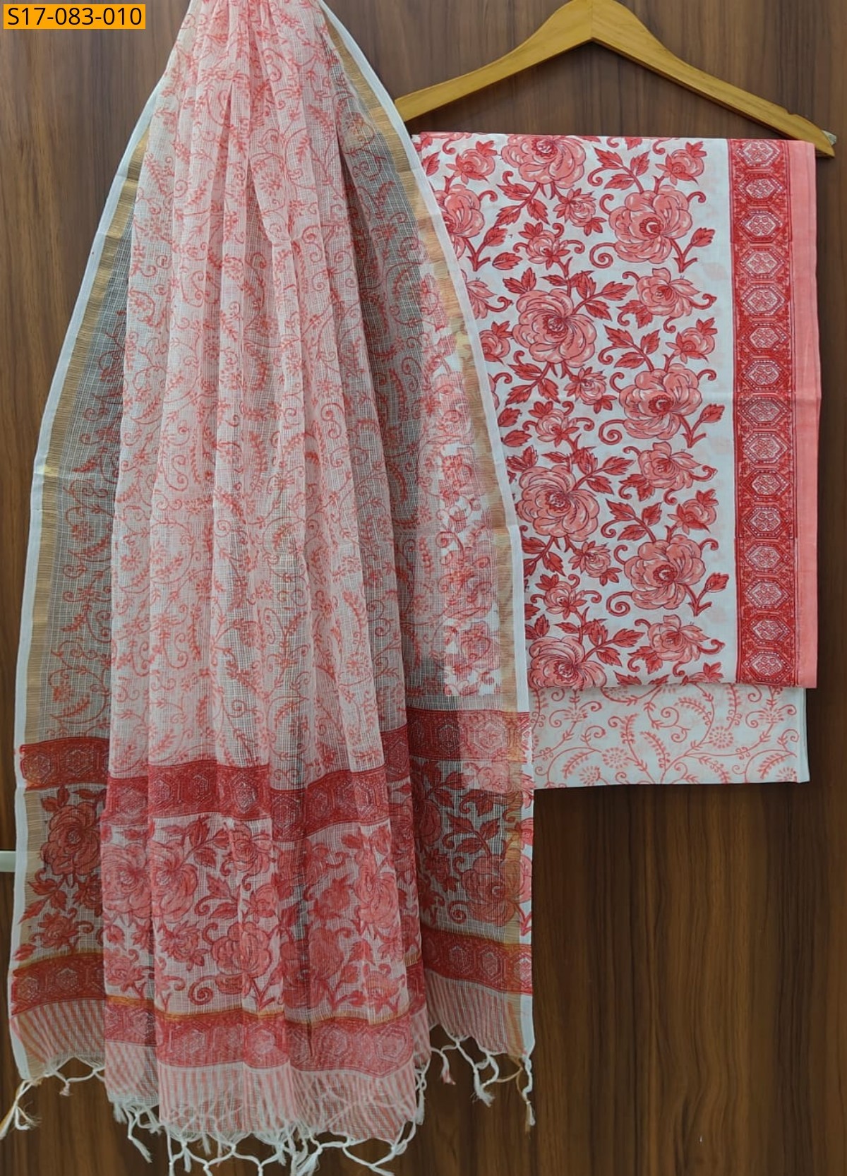 Peach Fancy printed pure cotton suits set