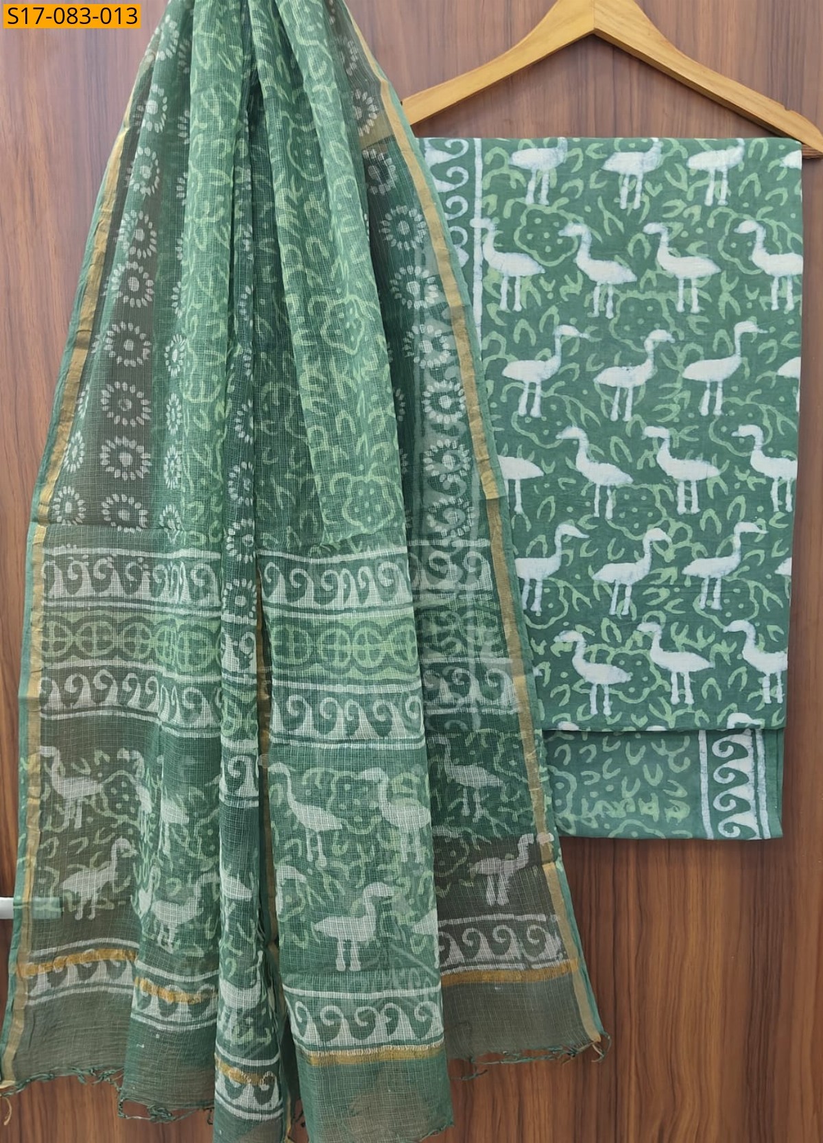 Green Fancy printed pure cotton suits set