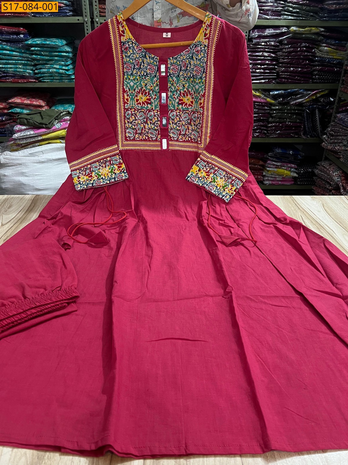 Red Cotton kurti palazzo set