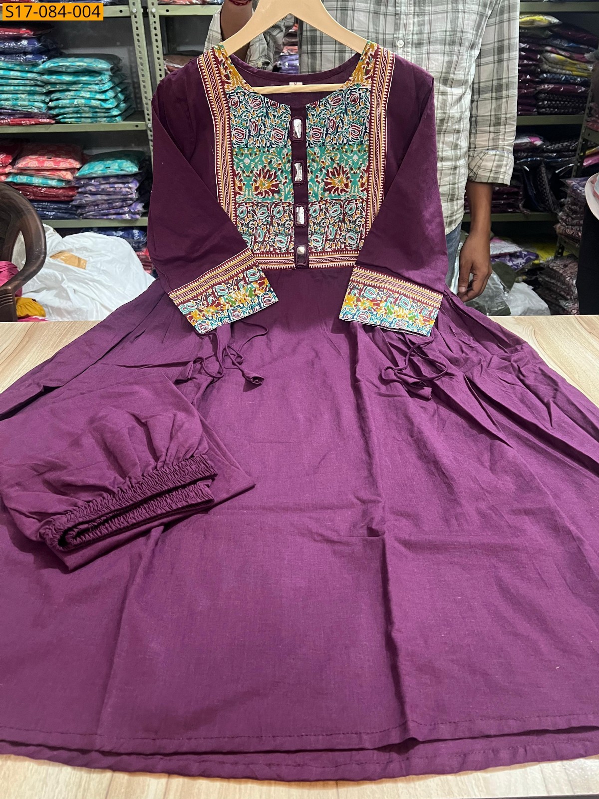 Purple Cotton kurti palazzo set