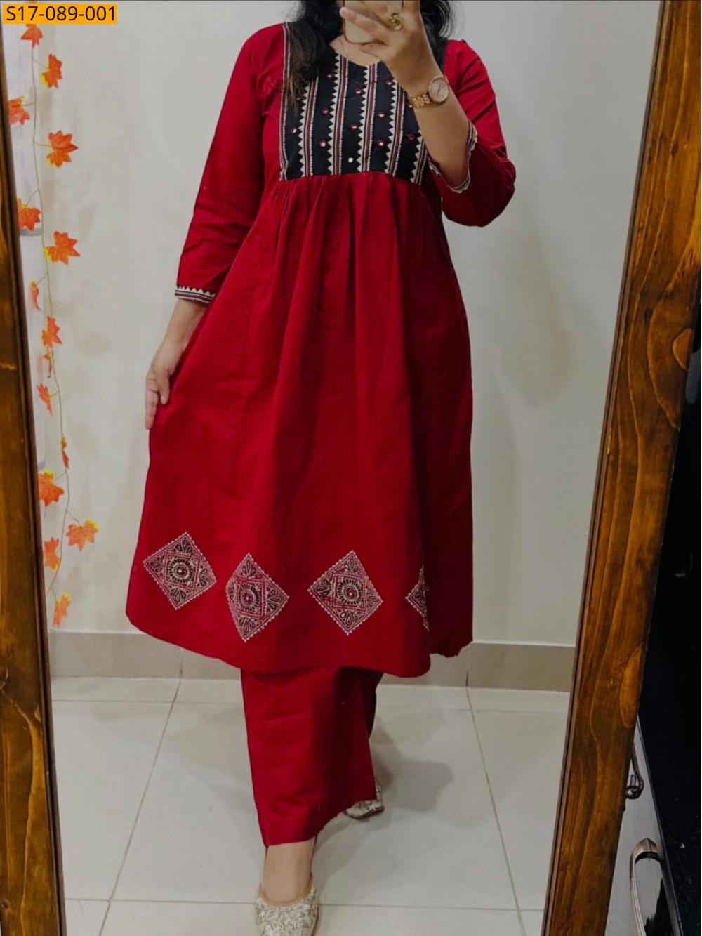 Red Fancy Kurti Palazzo Set Red Fancy Kurti Palazzo Set