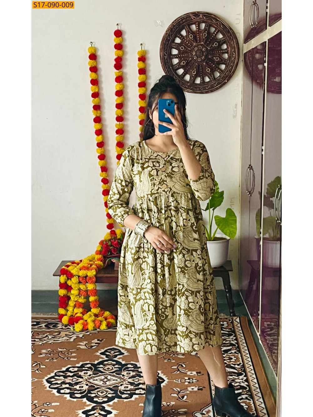 Cotton Hand Printed Knee Length Kurti