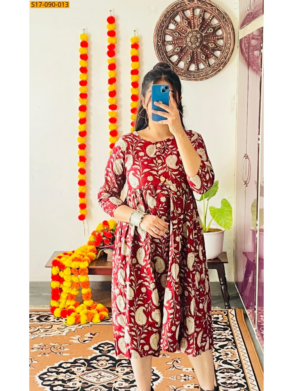 Cotton Hand Printed Knee Length Kurti