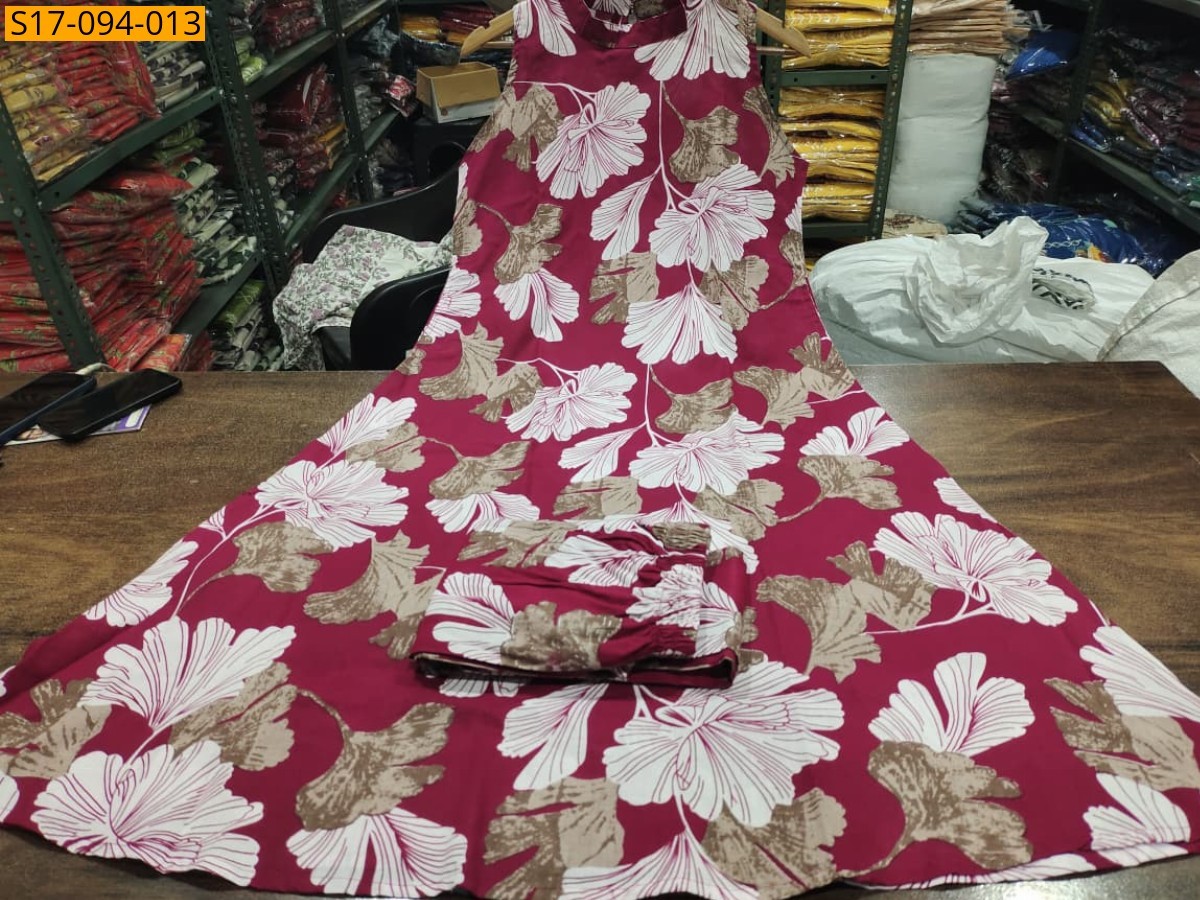 Red Floral Fine cotton kurti Palazza set