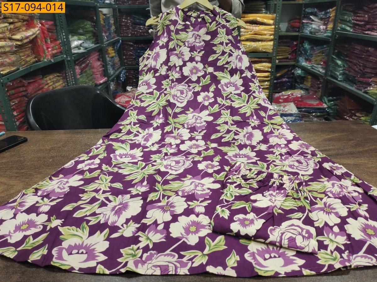 Purple Floral Fine cotton kurti Palazza set