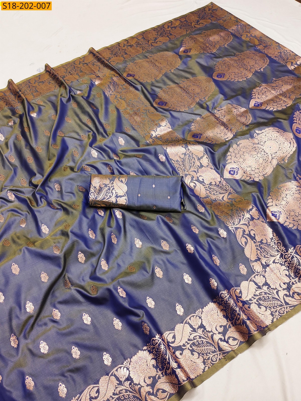 Gray Soft And pure banarasi silk saree 