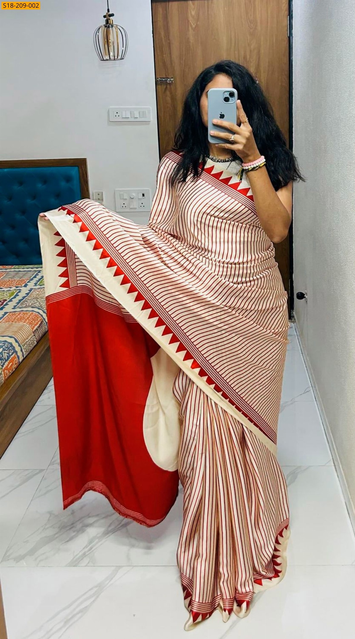 Orange Fancy satin printed sarees 