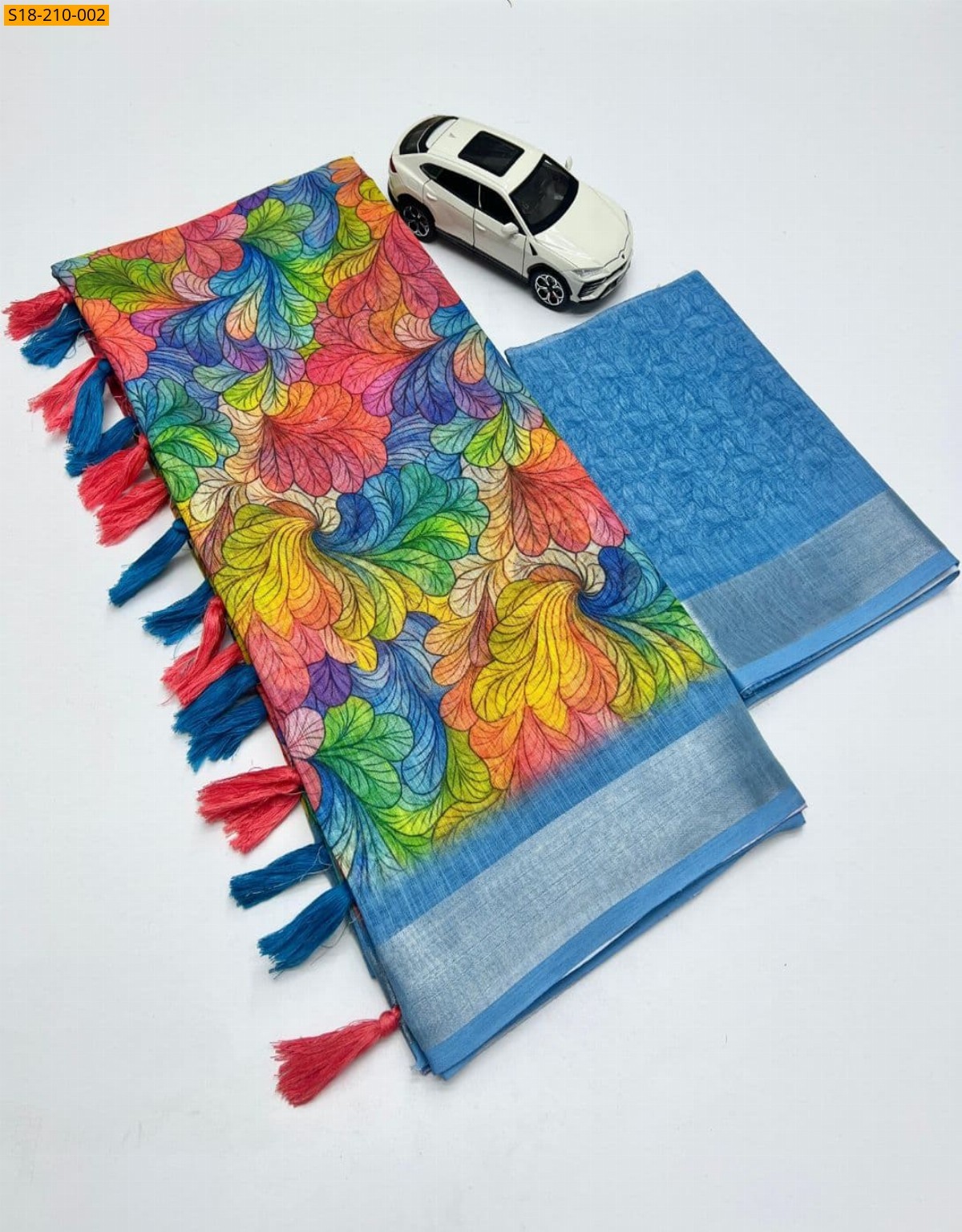 Multi color Fancy linen sarees