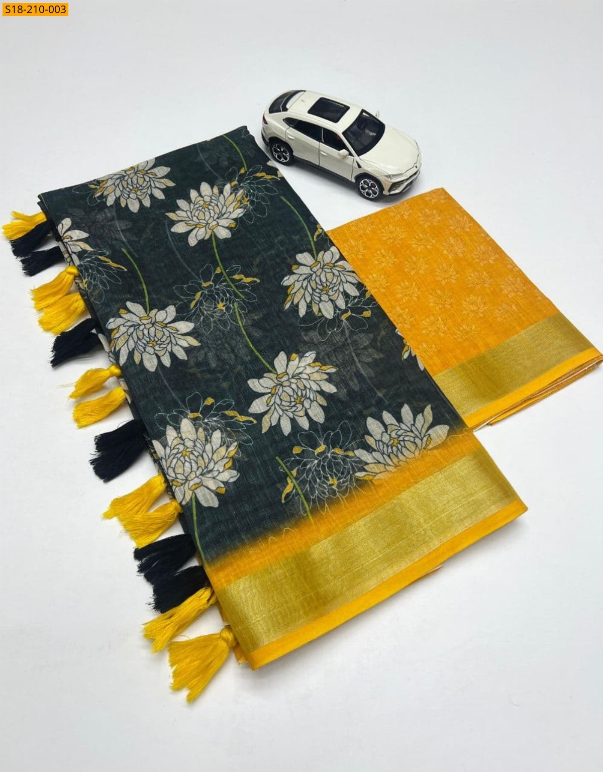 Black Fancy linen sarees