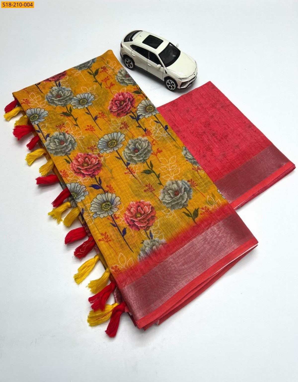 Yellow Fancy linen sarees