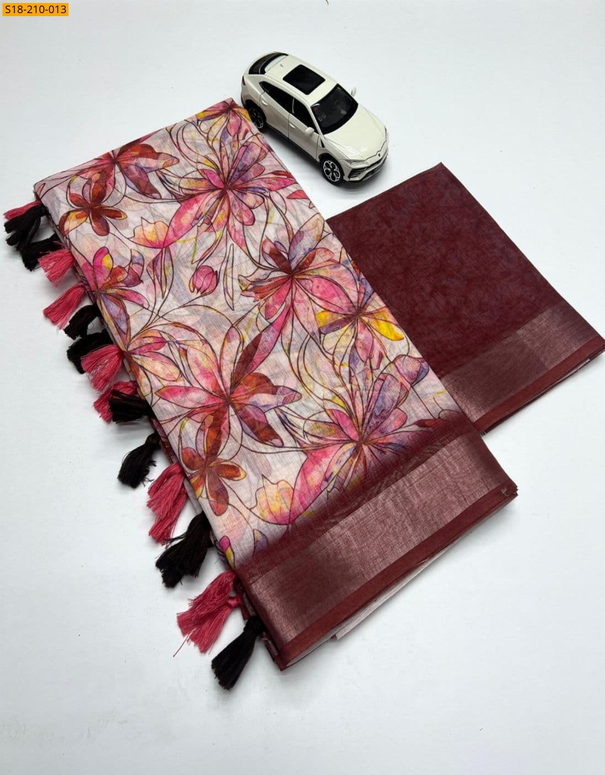 Maroon Fancy linen sarees