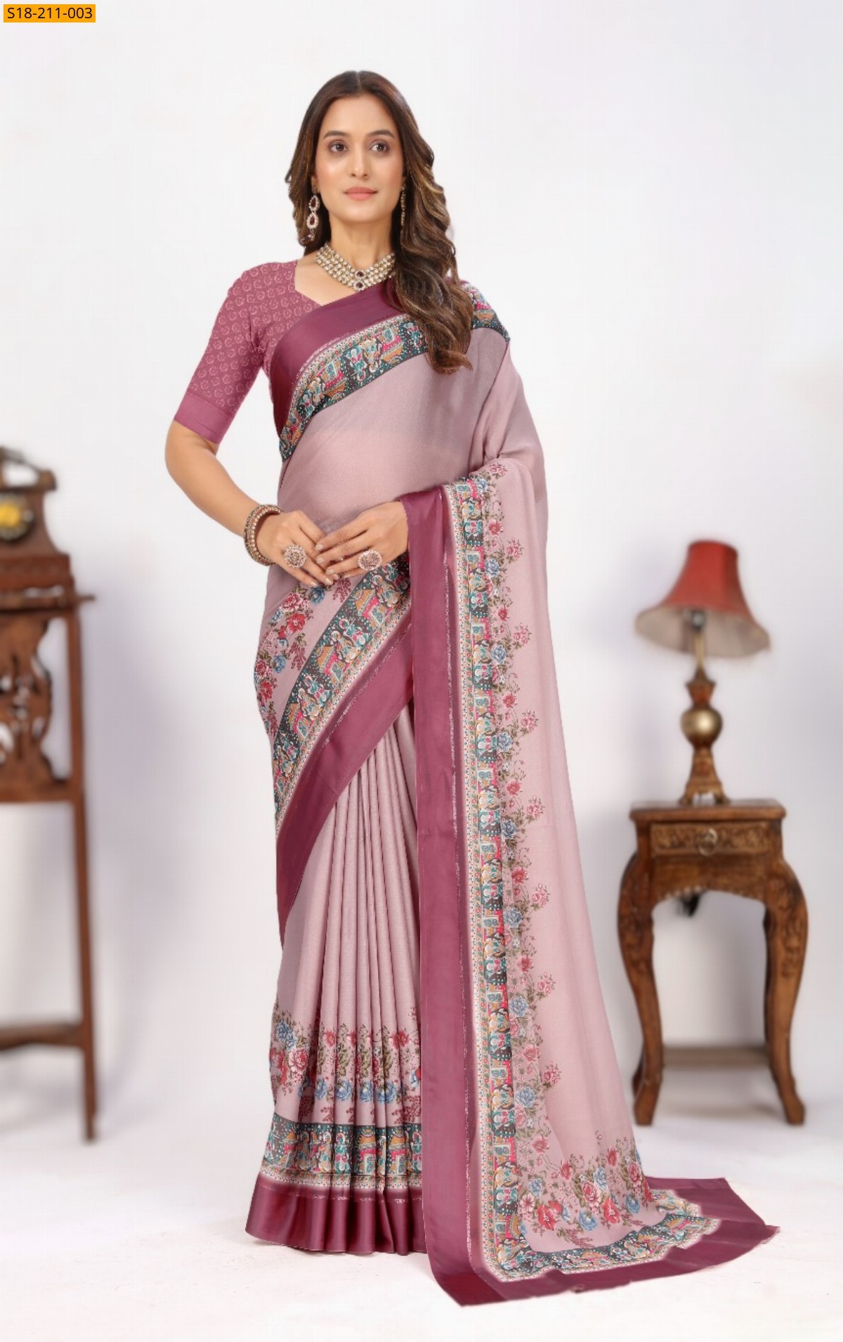 Onion Pink Fancy soft silk sarees