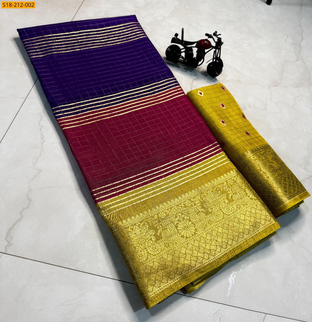Blue & red Fancy dola silk sarees